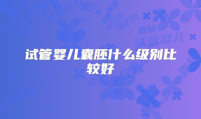 试管婴儿囊胚什么级别比较好