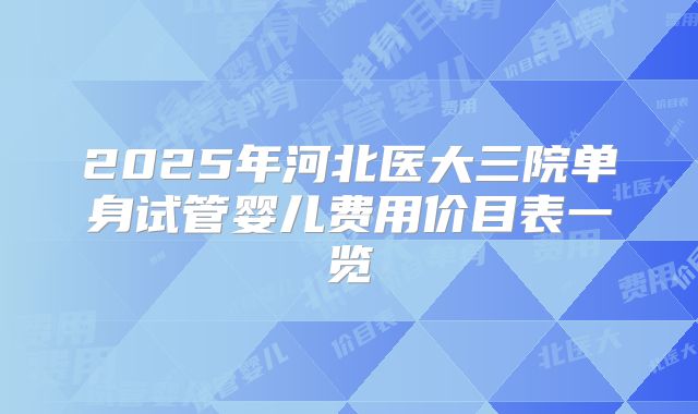 2025年河北医大三院单身试管婴儿费用价目表一览