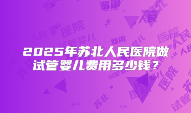 2025年苏北人民医院做试管婴儿费用多少钱？
