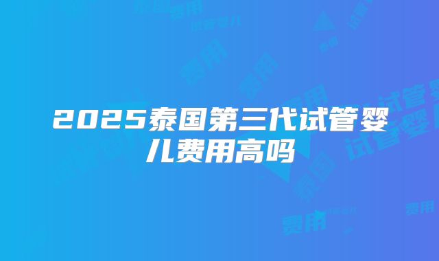 2025泰国第三代试管婴儿费用高吗