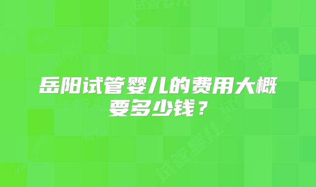 岳阳试管婴儿的费用大概要多少钱？