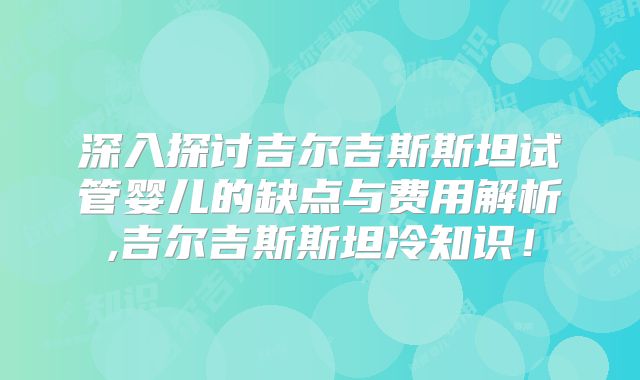 深入探讨吉尔吉斯斯坦试管婴儿的缺点与费用解析,吉尔吉斯斯坦冷知识！