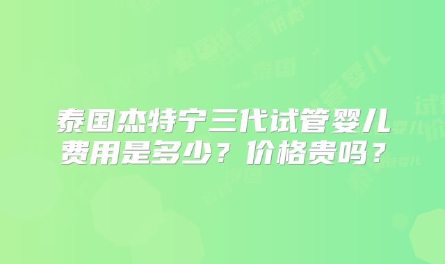 泰国杰特宁三代试管婴儿费用是多少？价格贵吗？