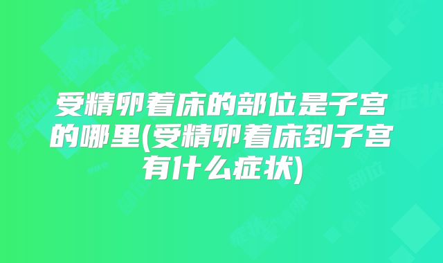 受精卵着床的部位是子宫的哪里(受精卵着床到子宫有什么症状)