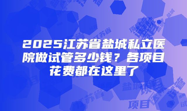 2025江苏省盐城私立医院做试管多少钱？各项目花费都在这里了