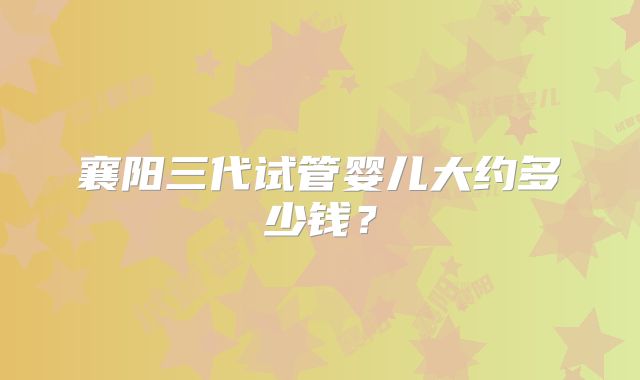 襄阳三代试管婴儿大约多少钱?