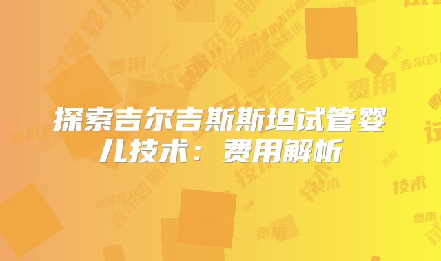 探索吉尔吉斯斯坦试管婴儿技术:费用解析