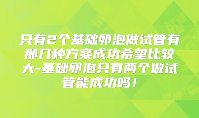 只有2个基础卵泡做试管有那几种方案成功希望比较大-基础卵泡只有两个做试管能成功吗!