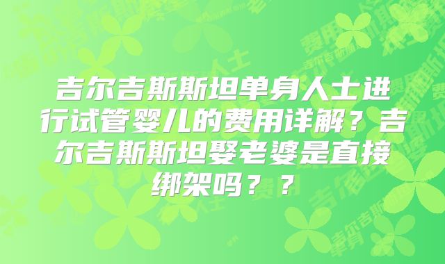 吉尔吉斯斯坦单身人士进行试管婴儿的费用详解？吉尔吉斯斯坦娶老婆是直接绑架吗？？