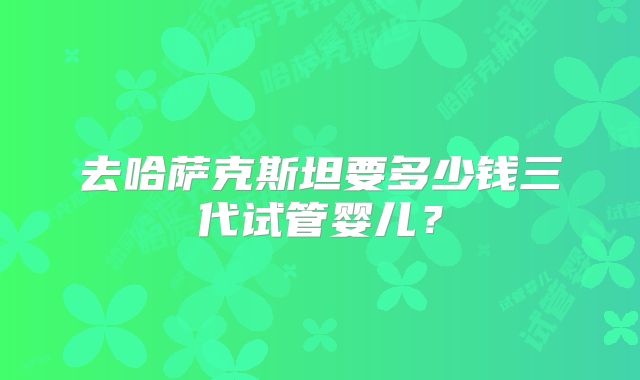 去哈萨克斯坦要多少钱三代试管婴儿?