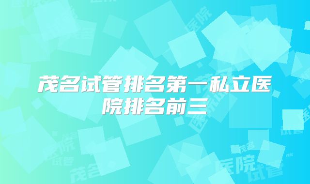 茂名试管排名第一私立医院排名前三