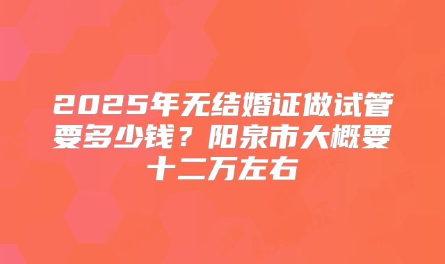 2025年无结婚证做试管要多少钱?阳泉市大概要十二万左右