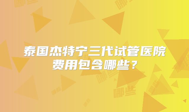 泰国杰特宁三代试管医院费用包含哪些?