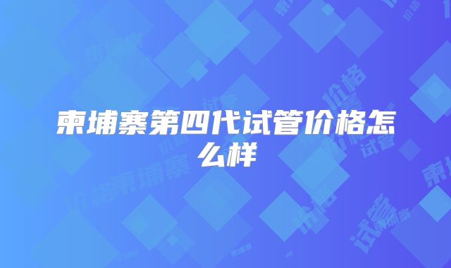 柬埔寨第四代试管价格怎么样