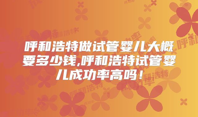 呼和浩特做试管婴儿大概要多少钱,呼和浩特试管婴儿成功率高吗!