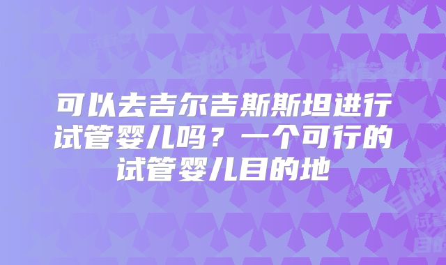 可以去吉尔吉斯斯坦进行试管婴儿吗？一个可行的试管婴儿目的地