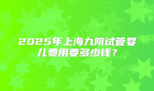 2025年上海九院试管婴儿费用要多少钱?