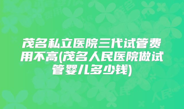 茂名私立医院三代试管费用不高(茂名人民医院做试管婴儿多少钱)