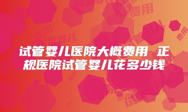 试管婴儿医院大概费用 正规医院试管婴儿花多少钱