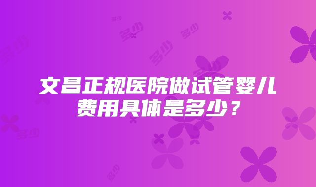 文昌正规医院做试管婴儿费用具体是多少？