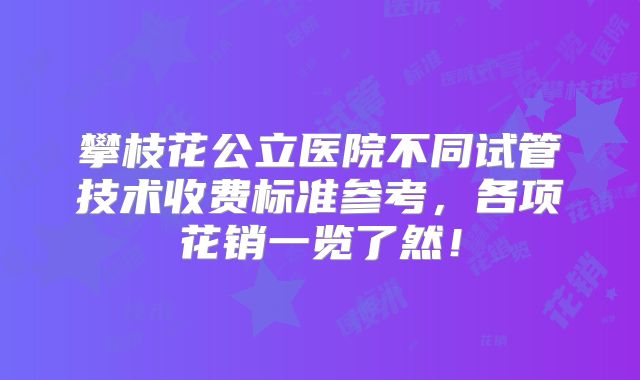 攀枝花公立医院不同试管技术收费标准参考,各项花销一览了然!