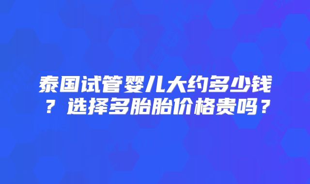 泰国试管婴儿大约多少钱?选择多胎胎价格贵吗?