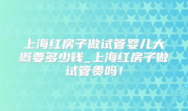 上海红房子做试管婴儿大概要多少钱_上海红房子做试管贵吗！