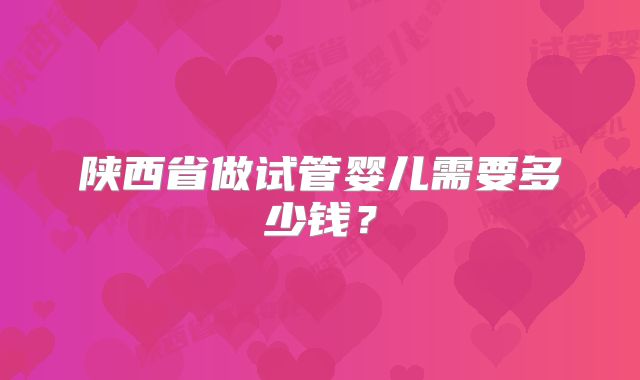 陕西省做试管婴儿需要多少钱？