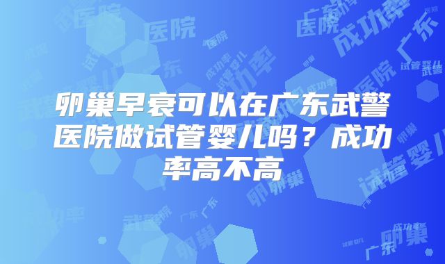 卵巢早衰可以在广东武警医院做试管婴儿吗?成功率高不高