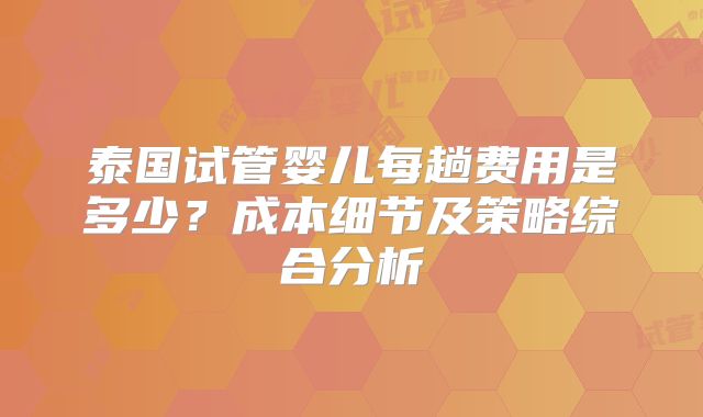 泰国试管婴儿每趟费用是多少？成本细节及策略综合分析