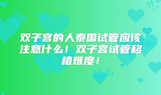 双子宫的人泰国试管应该注意什么！双子宫试管移植难度！