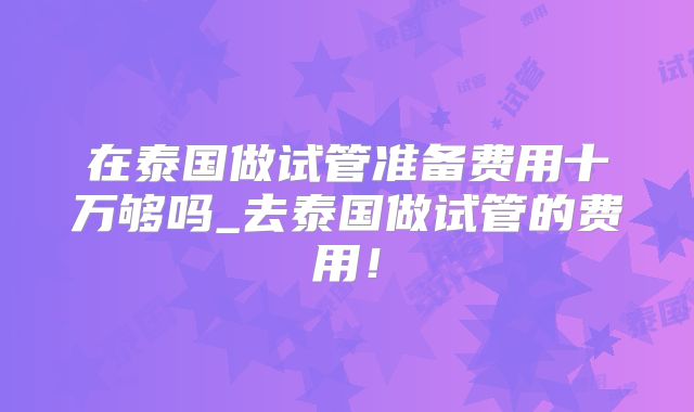 在泰国做试管准备费用十万够吗_去泰国做试管的费用！