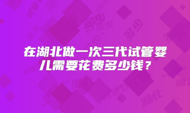 在湖北做一次三代试管婴儿需要花费多少钱？