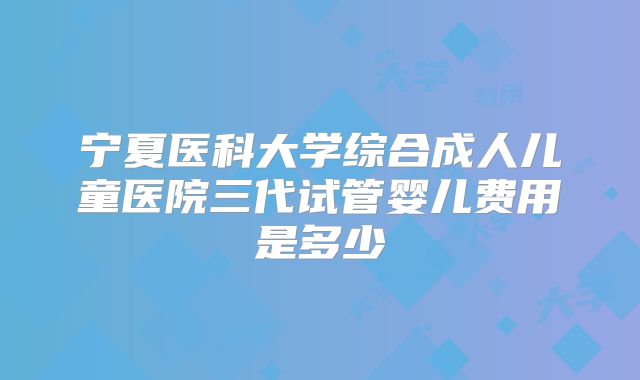 宁夏医科大学综合成人儿童医院三代试管婴儿费用是多少