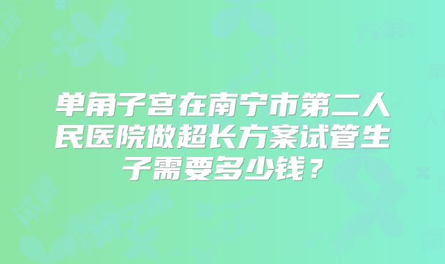 单角子宫在南宁市第二人民医院做超长方案试管生子需要多少钱？