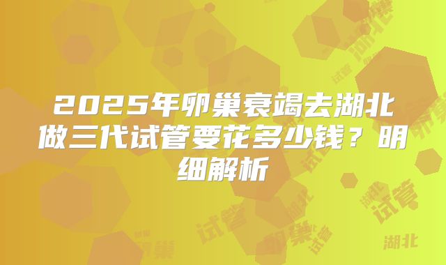 2025年卵巢衰竭去湖北做三代试管要花多少钱？明细解析