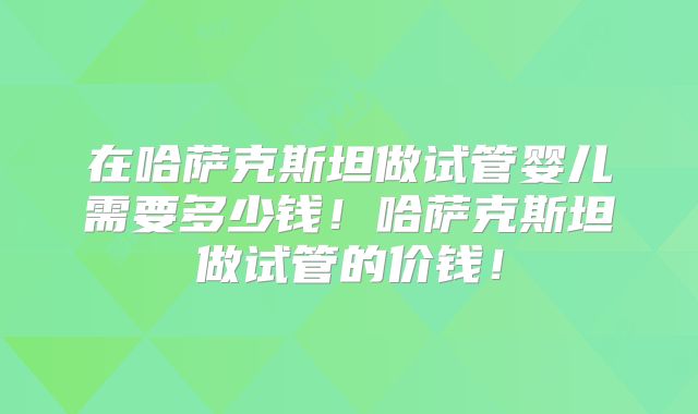 在哈萨克斯坦做试管婴儿需要多少钱！哈萨克斯坦做试管的价钱！