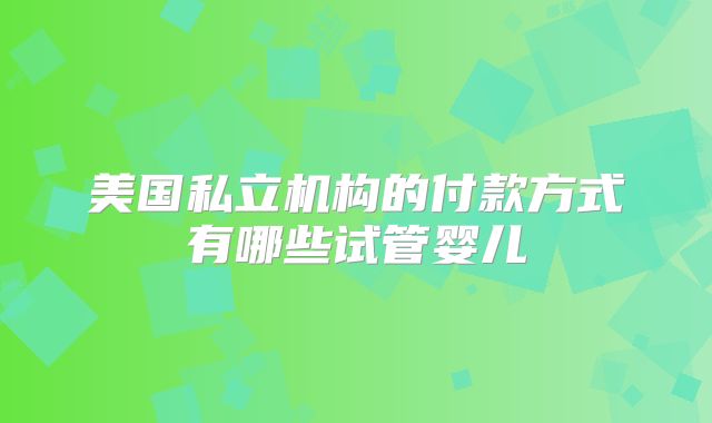 美国私立机构的付款方式有哪些试管婴儿