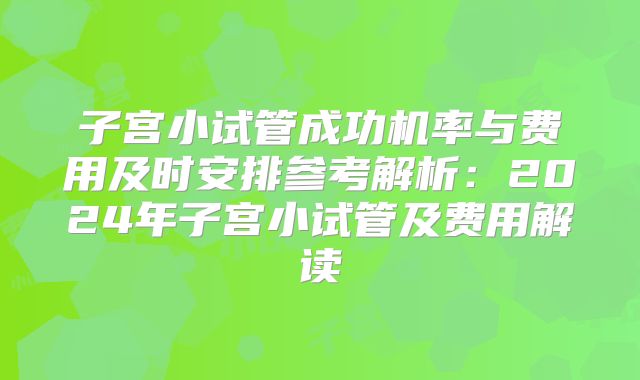 子宫小试管成功机率与费用及时安排参考解析:2024年子宫小试管及费用解读
