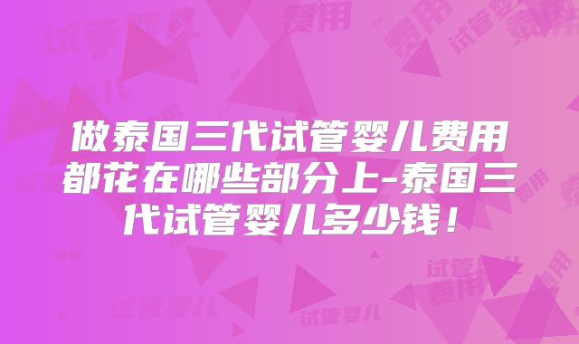 做泰国三代试管婴儿费用都花在哪些部分上-泰国三代试管婴儿多少钱!