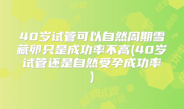 40岁试管可以自然周期雪藏卵只是成功率不高(40岁试管还是自然受孕成功率)