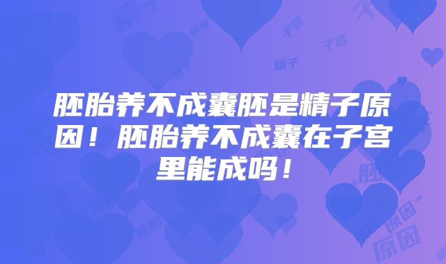 胚胎养不成囊胚是精子原因！胚胎养不成囊在子宫里能成吗！