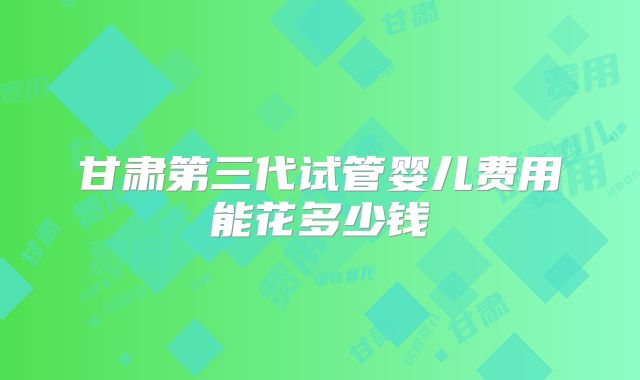 甘肃第三代试管婴儿费用能花多少钱