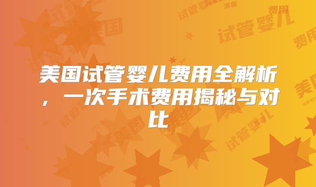 美国试管婴儿费用全解析，一次手术费用揭秘与对比