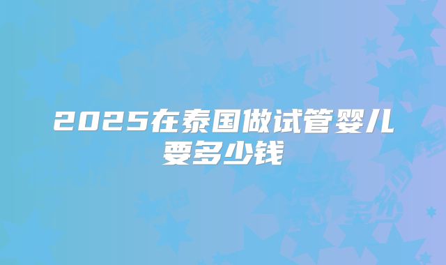 2025在泰国做试管婴儿要多少钱