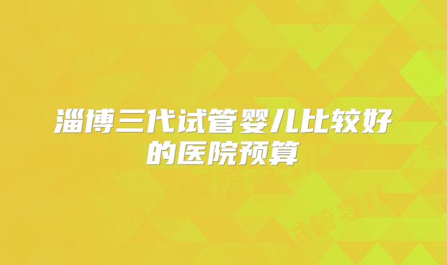 淄博三代试管婴儿比较好的医院预算