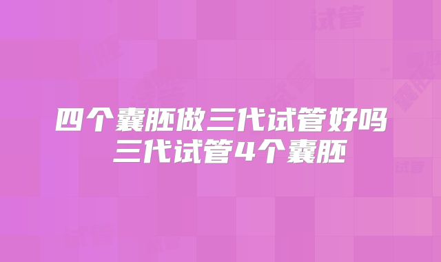 四个囊胚做三代试管好吗 三代试管4个囊胚