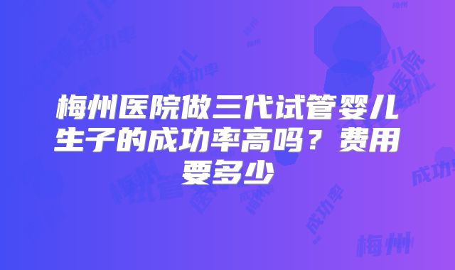 梅州医院做三代试管婴儿生子的成功率高吗？费用要多少