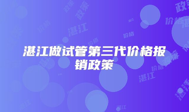 湛江做试管第三代价格报销政策