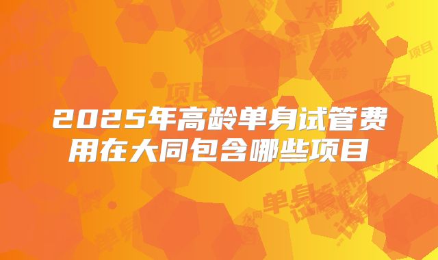 2025年高龄单身试管费用在大同包含哪些项目